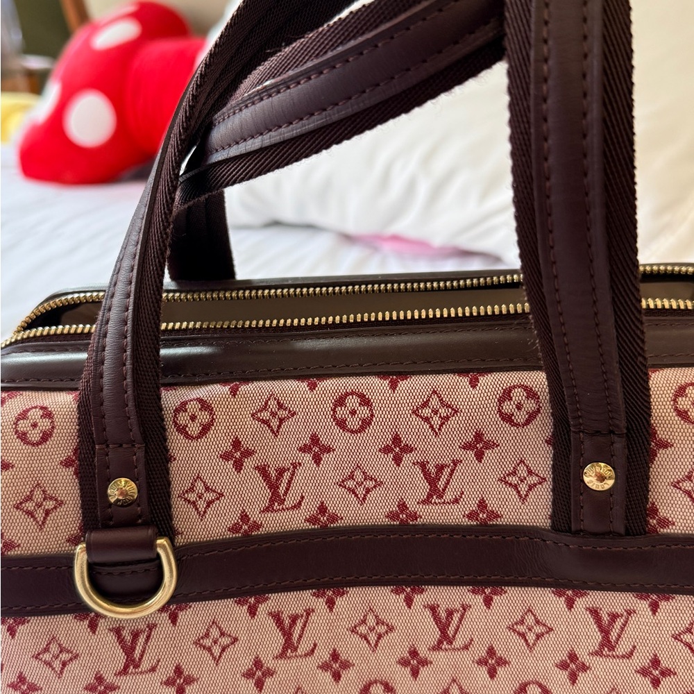 Louis Vuitton Burgundy and Cream Monogram Shoulder Bag